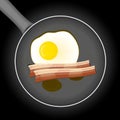 Fried egg and beacon in a frying pan with oil Royalty Free Stock Photo