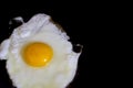 Fried egg on black background Royalty Free Stock Photo