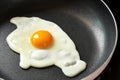Fried egg on a Black pan Royalty Free Stock Photo