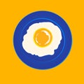 Fried egg on a blue plate. vector illustration Royalty Free Stock Photo