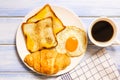 Breakfast fried egg and bread placed on the table Royalty Free Stock Photo