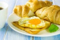 Fried egg and bread placed on the table Royalty Free Stock Photo