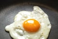 Fried egg on a Black pan Royalty Free Stock Photo