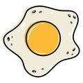 Fried egg, breakfast, cartoon style, color isolated vector illustration Royalty Free Stock Photo