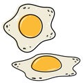 Fried egg, breakfast, cartoon style, color isolated vector illustration Royalty Free Stock Photo