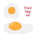 Fried egg, breakfast, chicken meal. Cartoon flat style. Vector illustration Royalty Free Stock Photo