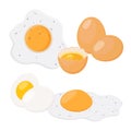 Fried egg, breakfast, chicken meal. Cartoon flat style. Vector illustration Royalty Free Stock Photo