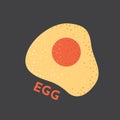 Fried egg breakfast textured vector illustration in cartoon style. Cooked omelette, yolk and protein.