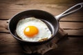 Fried egg breakfast wooden. Generate Ai