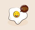 Fried egg cartoon character vector illustration. Funny emoticon face icon. Royalty Free Stock Photo