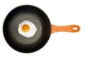 Fried egg in a cast iron frying pan. Royalty Free Stock Photo