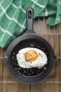 Fried egg in a cast iron pan