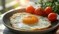 Sunny-Side Up Egg with Tomatoes Royalty Free Stock Photo