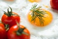 Fried egg with cherry tomatoes.