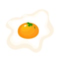 Fried Egg with Dilll and Parsley Isolated White Background in Cartoon Style. Yummy Food Icon. Vector Illustration Royalty Free Stock Photo