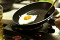 A fried egg in a flying pan Royalty Free Stock Photo