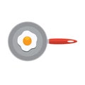 Fried egg in frying pan. Flat color style vector Icon