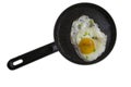 Fried egg in a frying pan isolated on white background Royalty Free Stock Photo