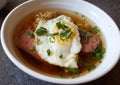 Fried Egg and Ham in Noodle Soup Royalty Free Stock Photo