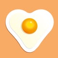 Fried egg in heart shape. Breakfast vector illustration. Royalty Free Stock Photo