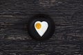 Fried egg Heart shape on the pan Royalty Free Stock Photo