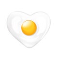 Fried egg heart shape realistic isolated on white background Royalty Free Stock Photo