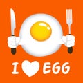 Fried Egg Holding Knife And Fork Royalty Free Stock Photo