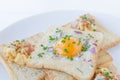 Fried egg inside toast, scrambled eggs Royalty Free Stock Photo