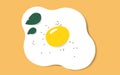 Fried egg isolated on a yellow background.Fried egg flat icon.Fried egg close up Royalty Free Stock Photo