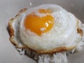Fried egg look like heart with rice. Royalty Free Stock Photo