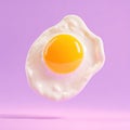 Floating Sunny Side Up Egg on Pastel Purple Royalty Free Stock Photo