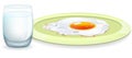 Fried egg and milk Royalty Free Stock Photo