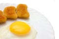 Fried egg and nuggets copy space Royalty Free Stock Photo