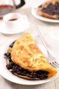 Fried egg omelet with blueberries Royalty Free Stock Photo