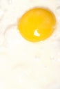 Fried egg with one yolk in pan Royalty Free Stock Photo