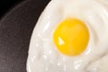 Fried egg with one yolk in pan Royalty Free Stock Photo