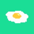 Fried egg pixel art isolated. Vector illustration