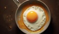 Fried egg on plate, cooked healthy, high angle view generated by AI