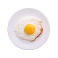 Fried egg on plate dish isolated on white background close up Royalty Free Stock Photo