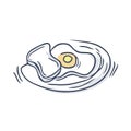 Fried Egg on the plate doodle icon vector illustration Royalty Free Stock Photo