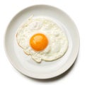 Fried egg on a plate isolated on white background Royalty Free Stock Photo