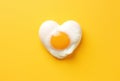 a fried egg in the shape of heart is sitting on a yellow surface Royalty Free Stock Photo