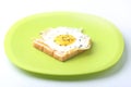 Fried egg on a slice of wholemeal bread Royalty Free Stock Photo