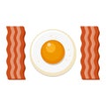 Fried Egg and Slices of Bacon. Vector