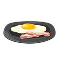 Fried egg with slices of crisp bacon on plate. Vector color illustration Royalty Free Stock Photo