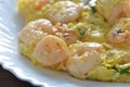 Fried Egg Steam Shrimp Royalty Free Stock Photo