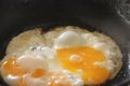 Fried egg sunny side up in a pan