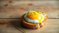 Fried egg on toasted bread, garnished with chives. A simple, delicious breakfast or brunch Royalty Free Stock Photo