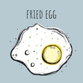 Fried egg. Vector illustration in Doodle style. Royalty Free Stock Photo