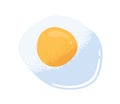Fried egg with yellow yolk and protein, top view icon. Healthy cooked food, breakfast. Morning eating. Textured flat Royalty Free Stock Photo